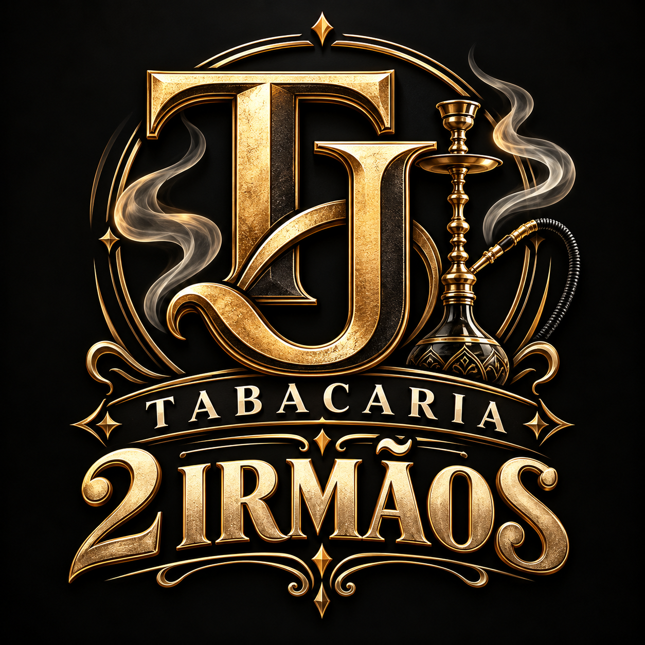 Exemplo de criação 3D — Tabacaria 2 Irmãos com iniciais TJ